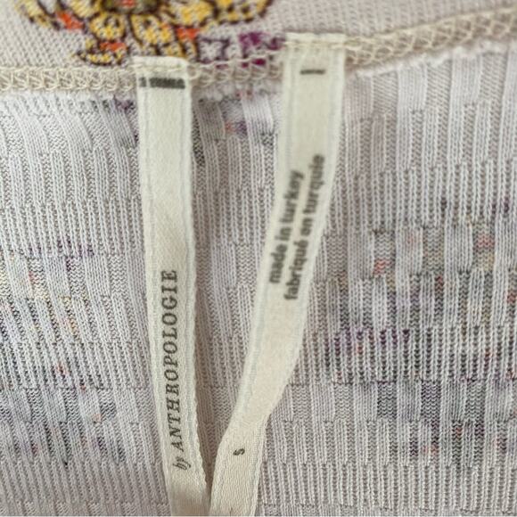 Anthropologie Sabrina Floral Cinched Front Crop Top Cream size small - Picture 9 of 10